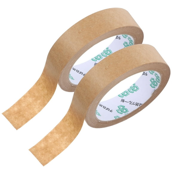 IBASETOY 2 Rolls Shipping Tape Rolls Kraft Paper Tape For Office Work Light Brown Labeling