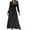 Black, variant on AKAFMK Dresses for Women 2024 Casual Slim Pleated Belted Long-Sleeve V-Neck A-Line Solid Color Dress Party Maxi Dresses Hot Pink