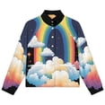thumbnail image 4 of Jackets for Women Winter Coat Jackets Flannel Stand Collar Jacket(Rainbow Clouds Splash Art,Size:S-4XL), 4 of 7