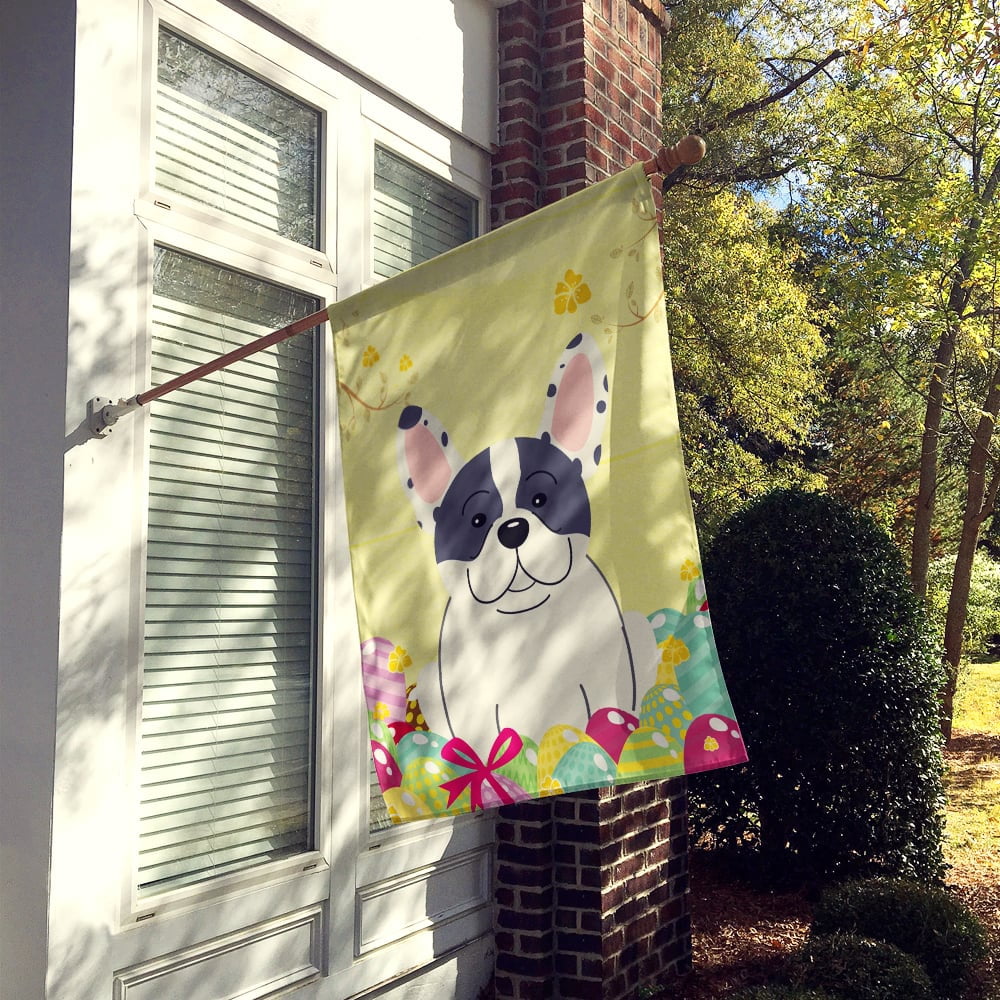 Easter Eggs French Bulldog Piebald Flag Canvas House Size