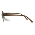 thumbnail image 3 of Mens Retro Hipster Half Horn Wire Flat Top Round Sunglasses Light Wood Brown, 3 of 4