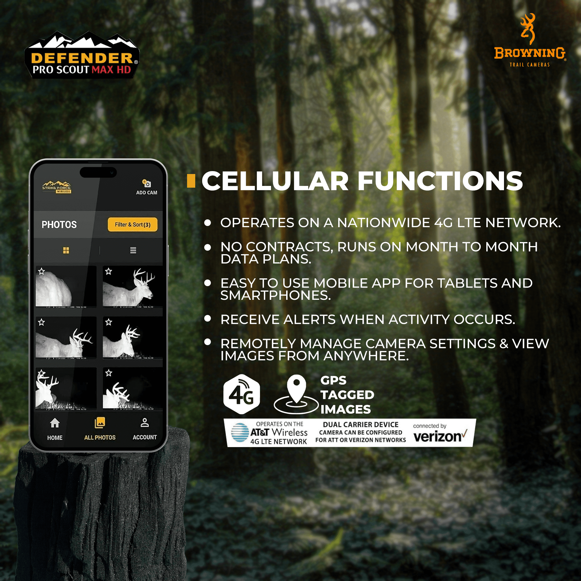 Browning Trail Camera Defender Pro Scout Max HD Cellular Trail Camera with Smart IR Video, Ultra High Gain Cellular Antenna and Invisible IR Night Illumination, OVIX Camo