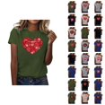 thumbnail image 1 of T-shirts de la Saint-Valentin pour Femmes 2026 à Manches Courtes Col Rond avec Cœur Graphique, 1 of 4