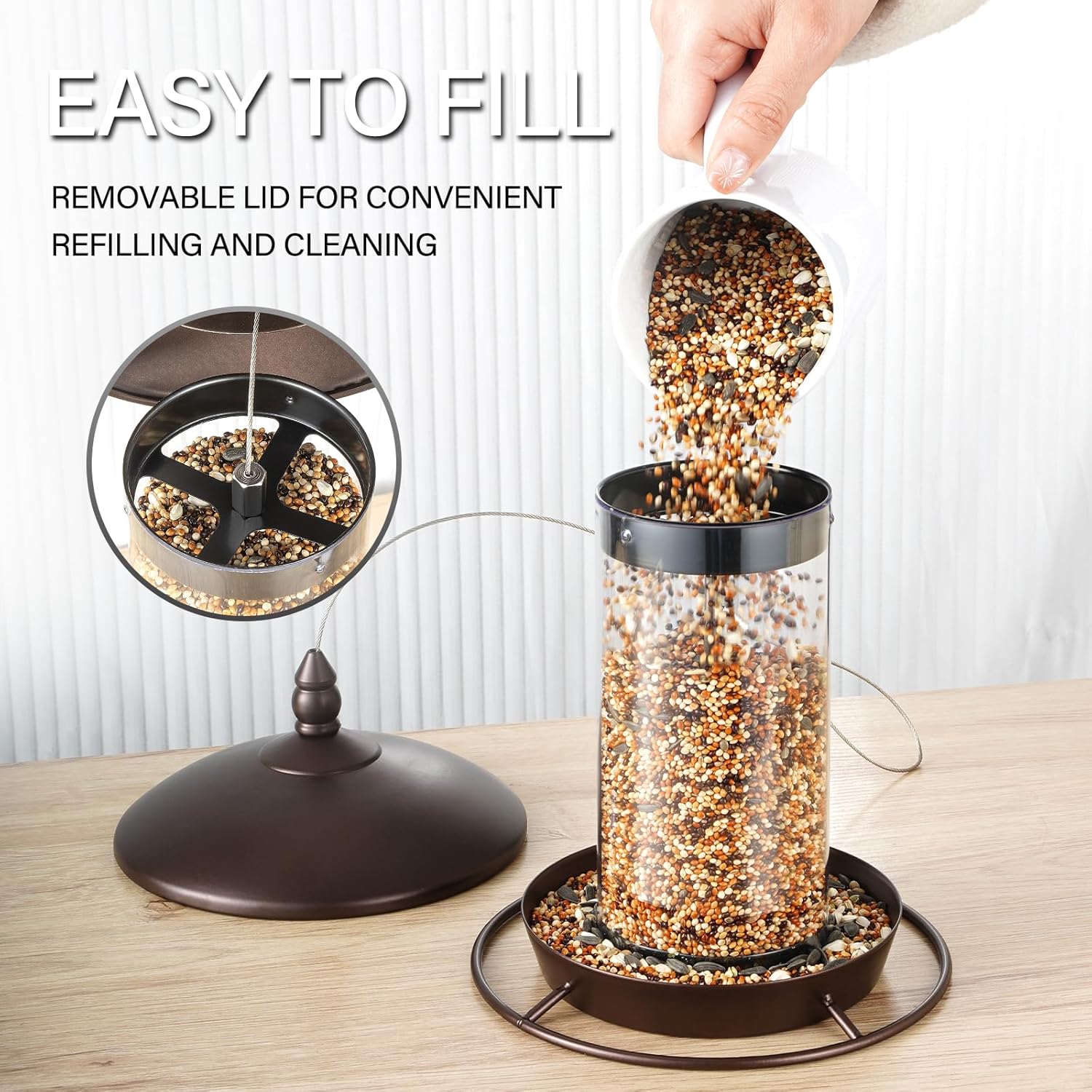 KEENSTONE Bird Feeder for Outdoors - 360° Feeding Perch