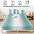 thumbnail image 5 of Twin Sze Fitted Sheet Set - Aqua Teal White Ombre 2 Piece Bedding Sets 16" Deep Pocket Fitted Sheet with 1 Pillowcase, Modern Abstract Art Farmhouse Gradient Brushed Microfiber Hotel Bed Sheets, 5 of 9