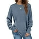 thumbnail image 1 of Camisas de cuello redondo para mujer Camisas con dobladillo curvado Camisas casuales de color puro Jersey de manga larga, 1 of 6
