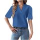 thumbnail image 1 of Mujeres Manga Corta de Verano Tops Suelto Color Sólido Cuello en V Casual Top, Blusa de Poliéster para las Mujeres, Lavado de Manos Primavera Y Moda de Verano, 1 of 7