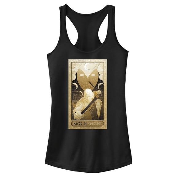 Junior's Marvel: Moon Knight Hieroglyph Poster  Racerback Tank Top Black 2X Large