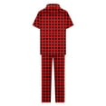 thumbnail image 4 of Women Plaid Pajamas Set Button down Sleepwear Short Sleeve Nightwear with Long Pants Two Piece Soft Pjs Set New Pjs Sets for Women Red L, 4 of 5