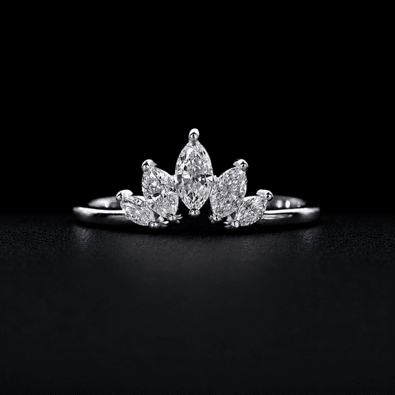 Diiro 925 Sterling Silver Engagement Solitaire Ring Five Marquise Cut Diamond Valentine Day Ring Elegant Moissanite Anniversary Proposal Ring