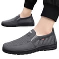 thumbnail image 2 of Men Walking Shoes Breathable Hollow Mesh Casual Shoes Lightweight Non Slip Slip On Thick Rubber Sole Loafers Three Classic Solid Color Daily Outdoor Sneakers, 2 of 8
