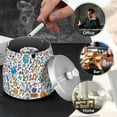 thumbnail image 4 of Yayeee Ashtray with Lid for Cigarette Smokeless Stainless Steel Home Ash Holder, Doodle Pattern, 4 of 7