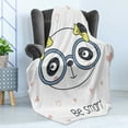 thumbnail image 4 of Geek Soft Flannel Fleece Throw Blanket, Hand-Drawn Doodle Panda Girl Wearing Glasses on White Background Heart Shapes, Cozy Plush for Indoor and Outdoor Use, 50" x 60", Multicolor, by Ambesonne, 4 of 5