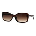 thumbnail image 1 of SA106 Diva Classic 90s Designer Rectangular Plastic Chic Sunglasses All Brown, 1 of 4