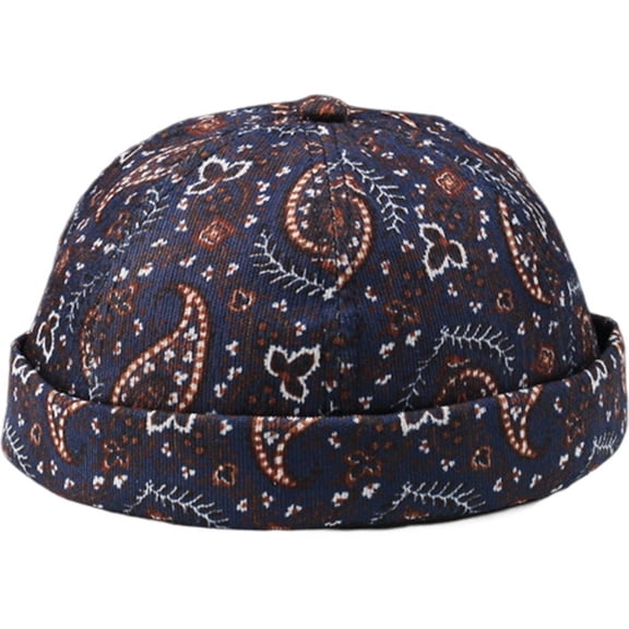 Hsqqdc Unisex Vintage Rolled Cuff Brimless Docker Hat, Sailor Skull Cap Beanie for Men Women