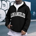 thumbnail image 2 of Los Angeles Quarter Zip Pullover Men Long Sleeve Graphic Hooded Sweatshirt Mens Hoodie Fashion Streetwear, 2 of 5