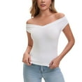 thumbnail image 3 of Syhzlz Elastic Tank Tops For Women, Ribbed Knit Slim Fit T-shirts Sleeveless, Off Shoulder Camisole Going Out Summer, 3 of 6