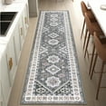 thumbnail image 5 of MeyJey 2'x8' Oriental Vintage Runner Rug for Hallways, Non-Slip Machine Washable Area Rug for Bedroom/Living/Dining/Laundry Room Carpet, Gray/Brown, 5 of 16