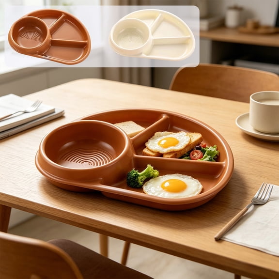 Tarmeek Divided Meal Tray 5-Compartment Wheat Straw Plate BPA-Free Microwave Dishwasher Safe Portion Control Plate for Meal Prep Lightweight Stackable Compartment Tray for Daily Use 26.5x19.5cm