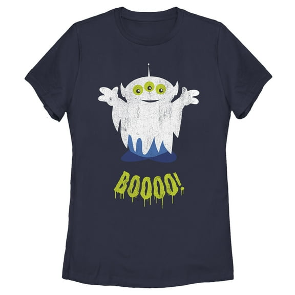 Women's Toy Story Halloween Squeeze Alien Boo Ghosts  Graphic Tee Navy Blue Medium