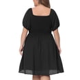thumbnail image 4 of DARING DIVA Women's Plus Dress Smocked Square Neck Stretchy Midi Dress 3XL Black, 4 of 6