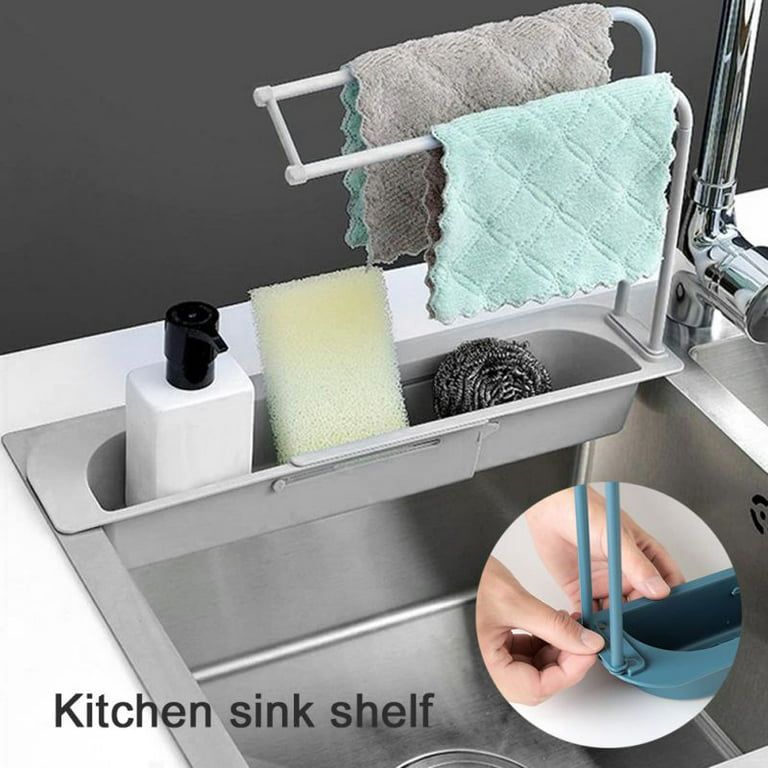 Home Storage Drain Basket Kitchen Sink Holder Adjustable Soap