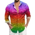 thumbnail image 1 of SHIXIAOO Chemise à Manches Longues Imprimée 3D Numérique à Paillettes pour Hommes, Col à Revers, Boutons, Ajustée, avec Poche, pour le Travail, 1 of 4
