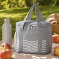 thumbnail image 5 of Insulated Lunch Bag | Reusable Cooler Lunch Bag | Insulated Lunch Bag for Women Insulated Lunch Bag for Men for Work Travel Picnic | Gray Canvas Lunch Bag, 5 of 6