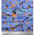 thumbnail image 1 of Soimoi Poly Georgette Fabric Ship Wheel,Pirate Boy & Jellyfish Ocean Print Fabric by Yard 42 Inch Wide, 1 of 1