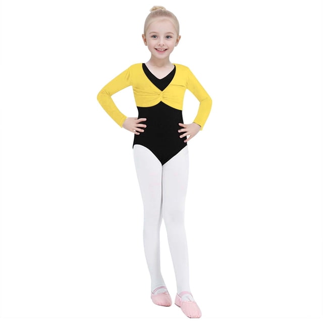 Icvfdpl T-Shirts pour Filles Rentrée des Classes, Blouse à Manches Longues Couleur Unie pour Tout-Petits, Robe de Danse en Velours Confortable pour Tous les Jours 11-12 Ans