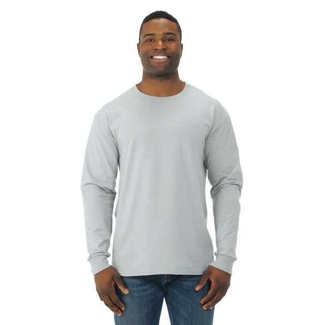Jerzees Mens DRI-POWER Active Long Sleeve Crew T-Shirt, M, Ash