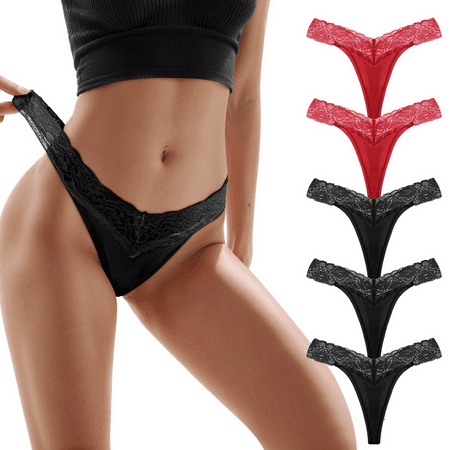 Fulorrnie Underwear for Women Plus Size Thong Breathable Comfort Panties Cute Cheeky Elastic Waist Seamless Panty Watermelon Red S