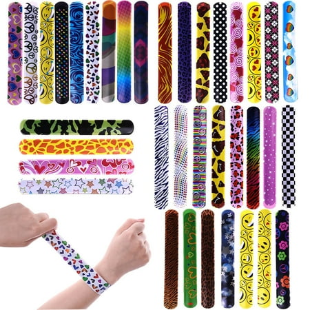 Party Animal Inc Slap Bracelets Party Wrist Strap Hearts Emoji Animal Print Back to School Bracelets for Birthday Parties and School Classroom Prizes F-166 ()