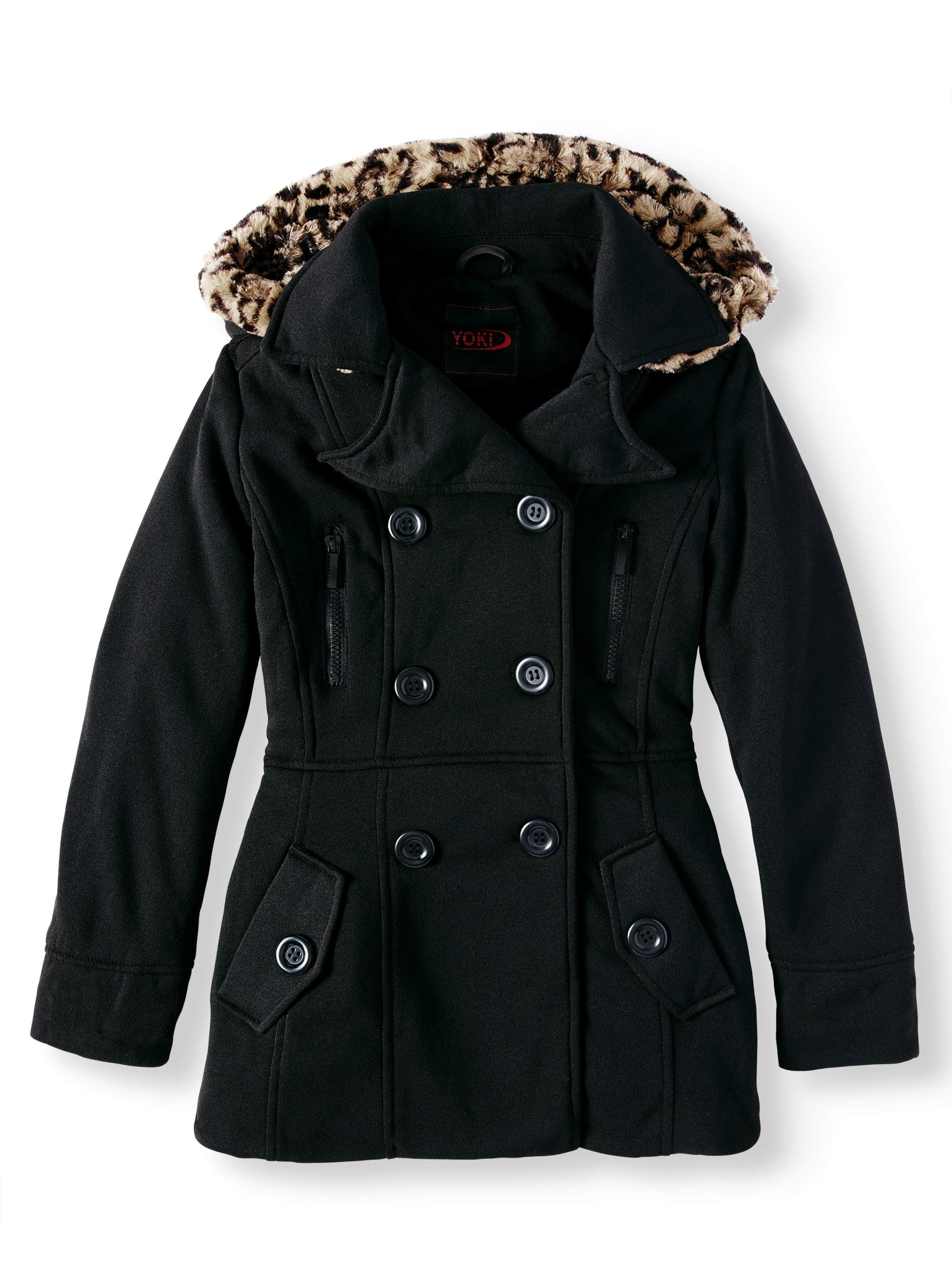 Yoki Girls Double Breasted Coat with Ruffle Back, Sizes 416