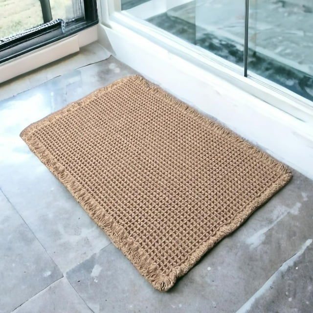 Waffle Bath Mat, Super Absorbent Non-Slip Bath Mats for Bathroom Floor, Machine Washable Bathroom Rugs with Tassels, Rubber Backed Bathroom Mats, Ultra Soft.(Brown, 24"X36")