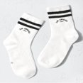 thumbnail image 2 of JUNWELL Toddler Kids Striped & Letter Graphic Crew Socks, 2 of 4