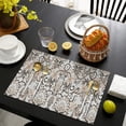 thumbnail image 3 of Brown Classic Floral and Scroll Pattern Summer Placemats Table Placemats Set Of 6-Linen Kitchen Washable Placemats Table Mats 11.8"x17.7" Non-Slip Heat Resistant, 3 of 5