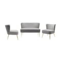 thumbnail image 3 of Costaelm Alaia Mid Century Modern Upholstered Tufted Velvet Loveseat Sofa and 25" Accent Chair 3-Piece Set, Gray, 3 of 6