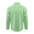 thumbnail image 4 of TOUMENY Men's Casual Button Down Shirts Long Sleeve Plaid Slim Fit Collared Summer Fall Party Tops Lightweight Trendy Print Shirt Green S, 4 of 5