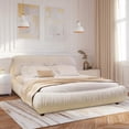 thumbnail image 6 of King Size Luxury Upholstered Platform Bed with Oversized Padded Backrest and Solid Wood Frame, 6 of 9