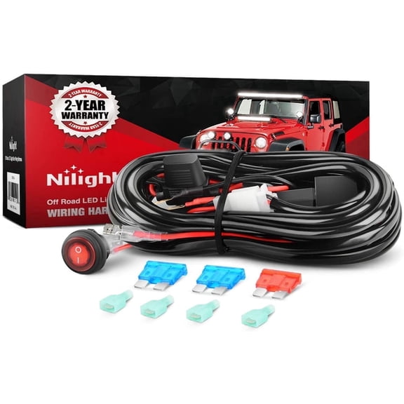 Nilight LED Light Bar Wiring Harness Kit 12V on/off Switch Power Relay Blade Fuse for Off Road Lights LED Work Light