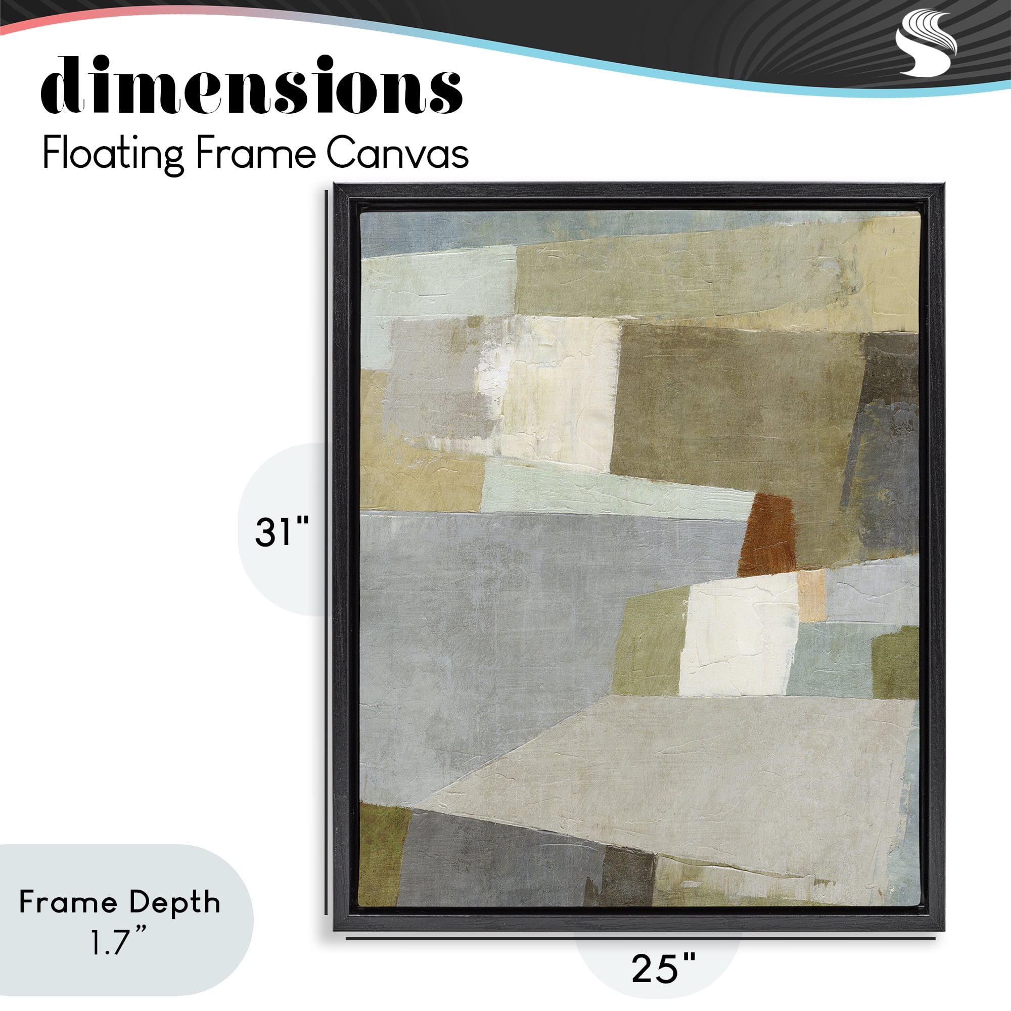 Stupell Industries Causeway Neutral Geometrics Black Framed Floater Canvas Wall Art, design by Suzanne Nicoll