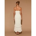 thumbnail image 6 of White Womens Tiered Ruffle Hem Midi Dress With Flared Short Sleeves And Round Neck, Elegant For Evening Or Cocktail, 6 of 7