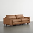 thumbnail image 6 of ReNest Oversized 2-Piece Modular Sofa with Solid Wood Base, Faux Leather, Feather-Blend Cushions, Camel, 83''W, 6 of 13