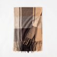 thumbnail image 2 of beishanbush Scarf Women's Autumn and Winter Colorful Plaid Shawl Thickening Warm Fringe Scarf Scarf Brownish Yellow, 2 of 8