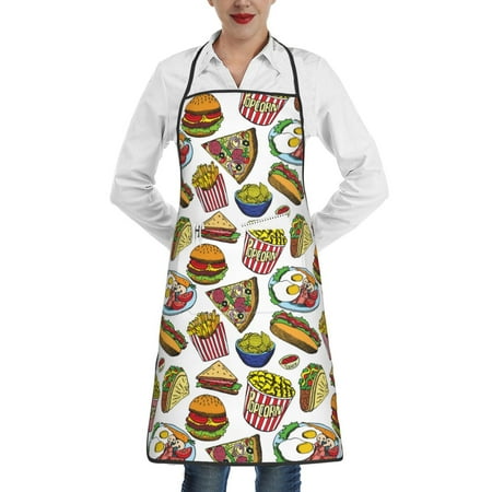 

Lukts Hot Dog With One Sausage Pattern Kitchen Apron Waterdrop Resistant Apron with adjustable Aprons for Women and Men with Pockets Cooking Apron