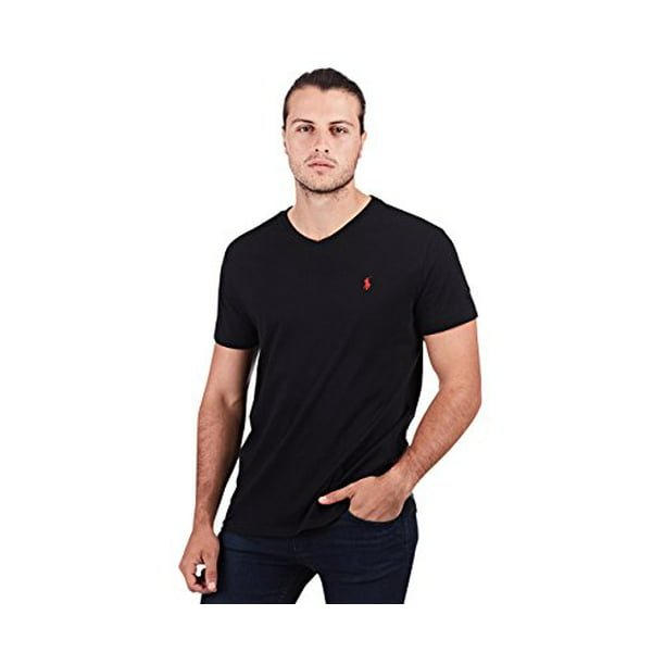 Polo Ralph Lauren Mens Classic Fit V-neck T-shirt (X-Large, RL Black) -  