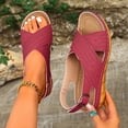 thumbnail image 2 of CYMMPU Women's Crisscross Strap Slingback Wedge Sandals, Open Toe Slip On Platform Walking Shoes, Casual Summer Daily Footwear Wine 39, 2 of 9