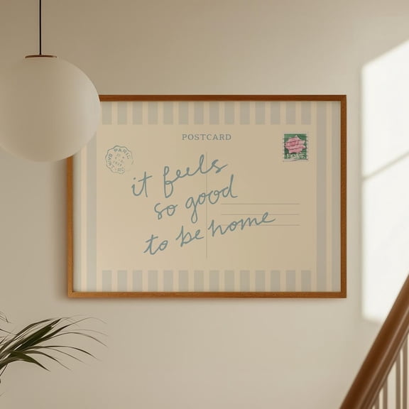 Vintage Postprint: It Feels So Good To Be Home, Light Blue Wall Art, Dopamine Decor, Contemporary Art Prints UNFRAMED PAPER POSTER, Home Decor, Vintage Gift, Living Room Dercor
