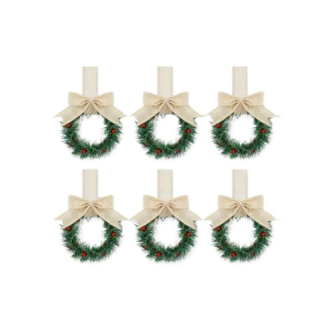 Light up Wreath Christmas Outdoor Light up Wreath Outdoor Front Door Wreath Christmas Springtime Wreath Wreath Form 6PCS Christmas Kitchen Cabinet Wreaths With Ribbon Mini Christmas Wreath Small